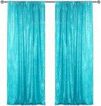 Turquoise Sequin Backdrop Curtain 2 Panels 2FTx8FT Glitter Turquoise Background Drapes Sparkle Photography