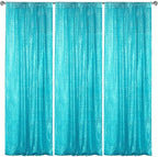 Turquoise Sequin Backdrop Curtain 3 Panels 2FTx8FT Glitter Turquoise Background Drapes Sparkle Photography