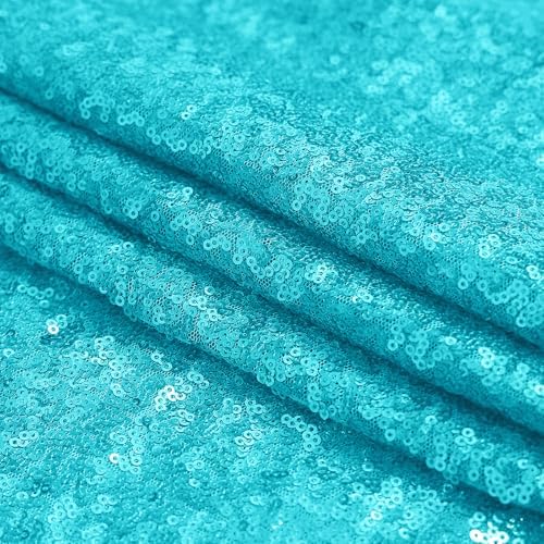 Turquoise Sequin Backdrop Curtain 3 Panels 2FTx8FT Glitter Turquoise Background Drapes Sparkle Photography, alternate view 4