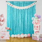 Turquoise Sequin Backdrop Curtain 4FTx8FT Glitter Turquoise Background Drapes Sparkle Photography Backdrop for, alternate