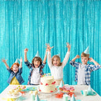 Turquoise Sequin Backdrop Curtain 4FTx8FT Glitter Turquoise Background Drapes Sparkle Photography Backdrop for, alternate