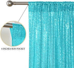 Turquoise Sequin Backdrop Curtain 4FTx8FT Glitter Turquoise Background Drapes Sparkle Photography Backdrop for, alternate