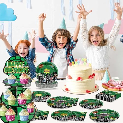 Turtle Cupcake Stand for Table Decorations Green 3-Tier Cupcake Stand for 24 Cupcakes Cartoon Kids Birthday, alternate view 2