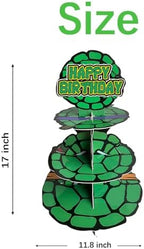 Turtle Cupcake Stand for Table Decorations Green 3-Tier Cupcake Stand for 24 Cupcakes Cartoon Kids Birthday, alternate view 3
