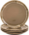 Tuscan Collection Reactive Glaze 4 Piece Stoneware Salad Plate Set Dining Kitchen Tableware Service for 4, Brown