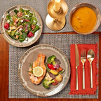 Tuscan Collection Reactive Glaze 4 Piece Stoneware Salad Plate Set Dining Kitchen Tableware Service for 4, Brown, alternate