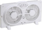 Twin Fan High Velocity Reversible AirFlow Fan, LED Indicator Lights Adjustable Thermostat & Max Cool Technology