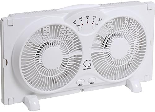 Twin Fan High Velocity Reversible AirFlow Fan, LED Indicator Lights Adjustable Thermostat & Max Cool Technology