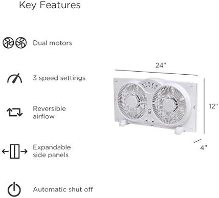 Twin Fan High Velocity Reversible AirFlow Fan, LED Indicator Lights Adjustable Thermostat & Max Cool Technology, alternate