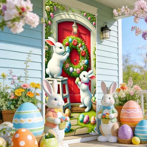 Two Bunny Easter Door Cover 35x71 Inches Polyester in 35x71 Inches, alternate view 2