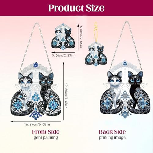 Two Cats Diamond Painting Hanging Decoration Kit, DIY Special-Shaped Rhinestone Window Hanging Kit, Suitable for, alternate