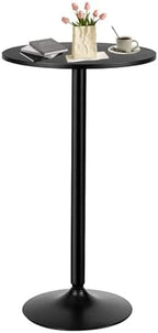 Two-in-one Adjustable Height Bar Tables - 24 inch Round Cocktail Table with Sturdy Metal Base, 120 lbs Capacity