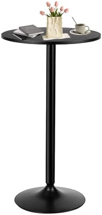 Two-in-one Adjustable Height Bar Tables - 24 inch Round Cocktail Table with Sturdy Metal Base, 120 lbs Capacity