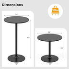 Two-in-one Adjustable Height Bar Tables - 24 inch Round Cocktail Table with Sturdy Metal Base, 120 lbs Capacity, alternate