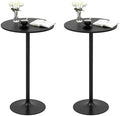 Two-in-one Adjustable Height Bar Tables, 24-inch Round Cocktail Table with Sturdy Metal Base, 40"/22" Two