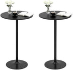Two-in-one Adjustable Height Bar Tables, 24-inch Round Cocktail Table with Sturdy Metal Base, 40"/22" Two