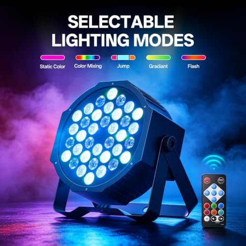 U`King 36 LED RGB Stage Par Lights by Remote DMX Control 2pack, alternate view 2