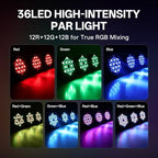 U`King LED Par Lights DJ Stage Light RGB 36 LED with Sound Activated Remote Control DJ Uplighting for Wedding, alternate view