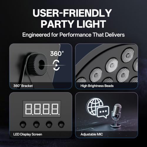 U`King LED Par Lights DJ Stage Light RGB 36 LED with Sound Activated Remote Control DJ Uplighting for Wedding, alternate view