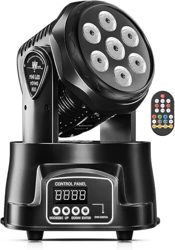 U`King Moving Head Light RGBW LED Stage Lighting Effect 7x10W Moving Heads Wash Lights by DMX and Remote Control