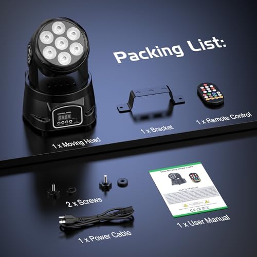 U`King Moving Head Light RGBW LED Stage Lighting Effect 7x10W Moving Heads Wash Lights by DMX and Remote Control, alternate