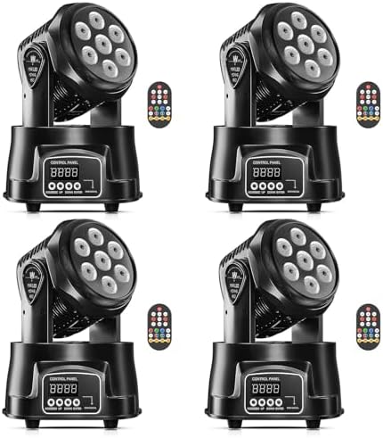 U`King Moving Head Light RGBW Stage Lighting DJ Lights 7 x 10W LED Beam Spotlight 9/14 CH Wash Light with DMX
