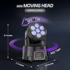 U`King Moving Head Light RGBW Stage Lighting DJ Lights 7 x 10W LED Beam Spotlight 9/14 CH Wash Light with DMX, alternate view