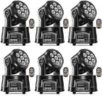 U`King Moving Head Light RGBW Stage Lighting DJ Lights 7 x 10W LED Beam Spotlight 9/14 CH Wash Light with DMX
