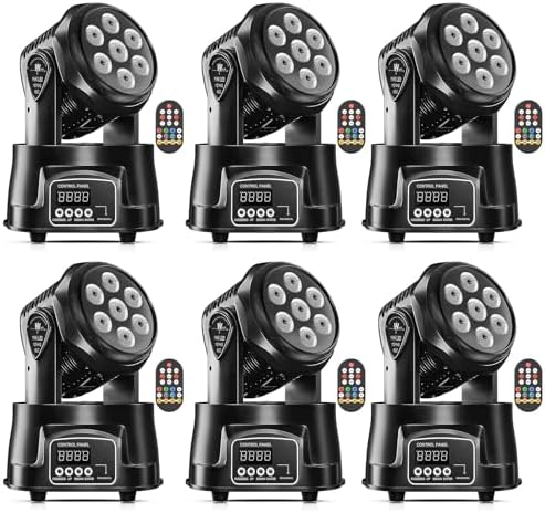 U`King Moving Head Light RGBW Stage Lighting DJ Lights 7 x 10W LED Beam Spotlight 9/14 CH Wash Light with DMX
