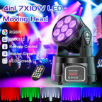 U`King Moving Head Light RGBW Stage Lighting DJ Lights 7 x 10W LED Beam Spotlight 9/14 CH Wash Light with DMX, alternate view