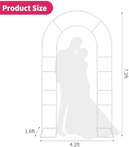 U-Shaped Metal Arched Flower Rack Perfect for Wedding Decorations and Celebrations 7.2 x 4.2 FT Wedding Arch, alternate view