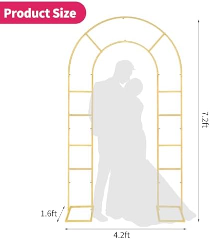 U-Shaped Metal Arched Flower Rack Perfect for Wedding Decorations and Celebrations 7.2 x 4.2 FT Wedding Arch, alternate view