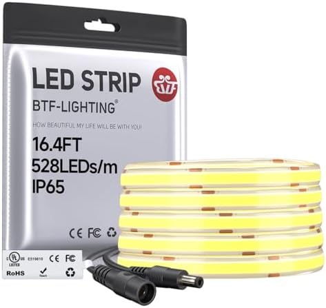 UL Listed FCOB COB LED Strip Light Warm White 3000K IP65