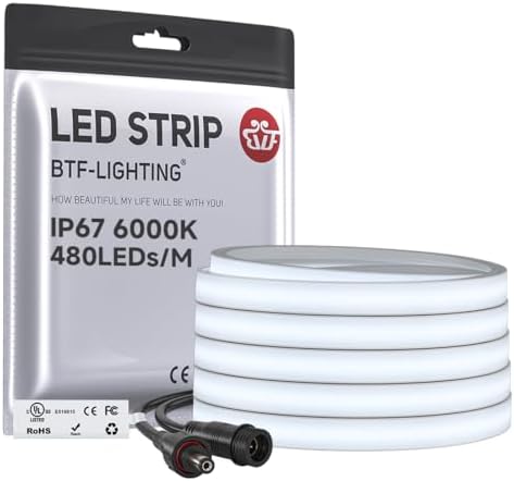 UL Listed IP67 Waterproof COB LED Strip Cool White 6000K