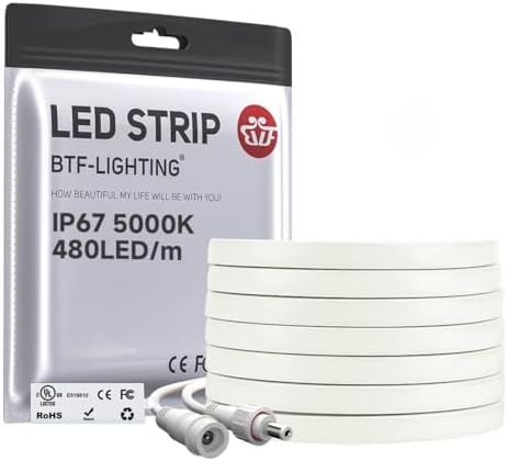 UL Listed IP67 Waterproof COB LED Strip Daylight White 5000K