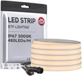 UL Listed IP67 Waterproof COB LED Strip Warm White 3000K