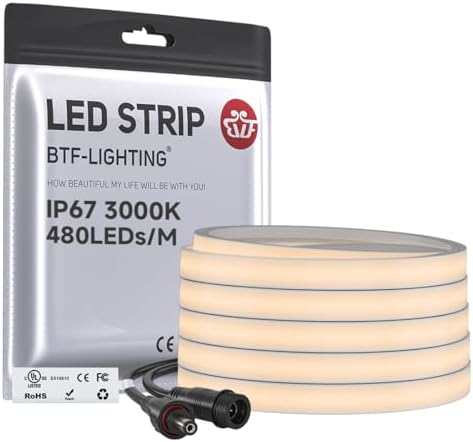 UL Listed IP67 Waterproof COB LED Strip Warm White 3000K