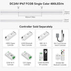 UL Listed IP67 Waterproof COB LED Strip Warm White 3000K, alternate view 4