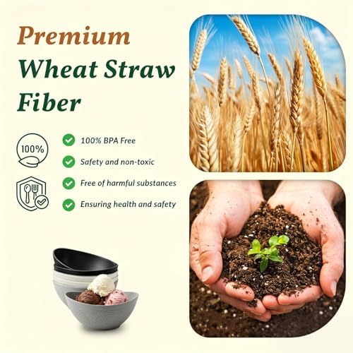 Unbreakable Snack Bowls, Wheat Straw Small Bowls,10 OZ Plastic Bowls Alaternative for Soup, Chip, Cereal, alternate view 3