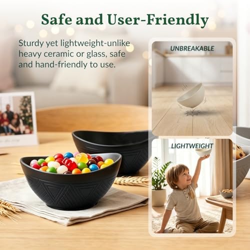 Unbreakable Snack Bowls, Wheat Straw Small Bowls,10 OZ Plastic Bowls Alaternative for Soup, Chip, Cereal, alternate view 4