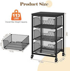 Under Desk Storage Cart with Lockable Wheels, 3-Drawer Rolling Storage Cart, Metal Utility Cart with Drawers for, alternate