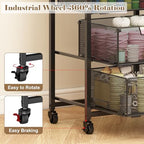 Under Desk Storage Cart with Lockable Wheels, 3-Drawer Rolling Storage Cart, Metal Utility Cart with Drawers for, alternate