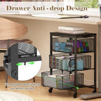 Under Desk Storage Cart with Lockable Wheels, 3-Drawer Rolling Storage Cart, Metal Utility Cart with Drawers for, alternate