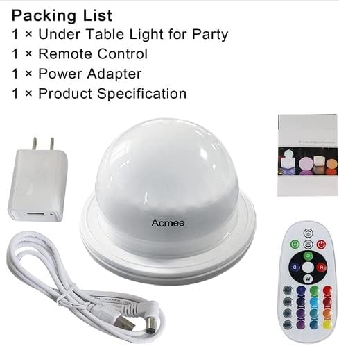 Under Table Light for Parties, Cocktail Table Lighting for Wedding with Remote 16 Colors, Rechargeable, alternate view 6