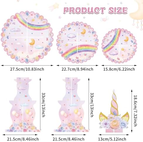 Unicorn Cupcake Stand, 3-Tier Unicorn Rainbow Cupcake Holder in Unicorn, alternate view 3