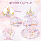 Unicorn Cupcake Stand, 3-Tier Unicorn Rainbow Cupcake Holder in Unicorn, alternate view 5