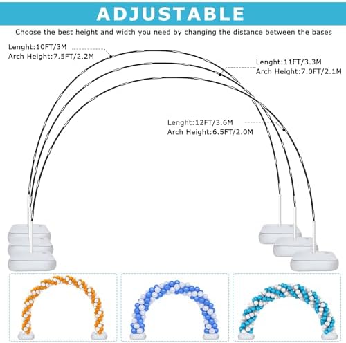 Updated Balloon Arch Kit, 21ft Adjustable Balloon Arch Stand with Base in 9FT Width and 10FT Height, Threaded, alternate view