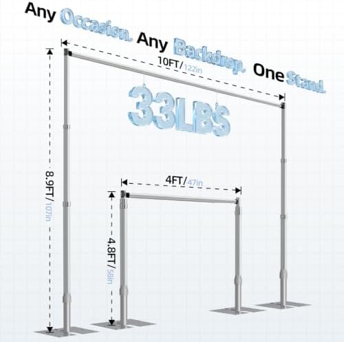 Upgrade Pipe and Drape Backdrop Stand 8.9x10FT Adjustable Photo Stand in 8.9x10FT, alternate view 3