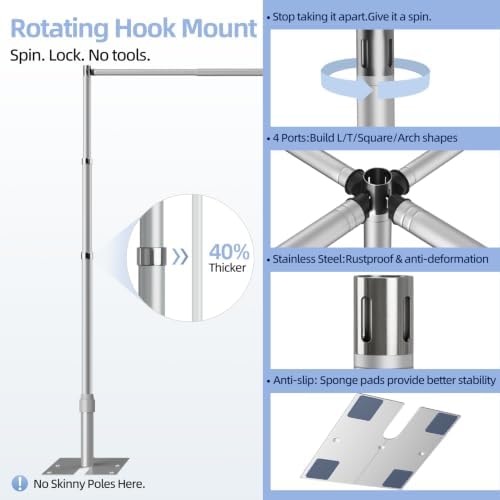 Upgrade Pipe and Drape Backdrop Stand 8.9x10FT Adjustable Photo Stand in 8.9x10FT, alternate view 6