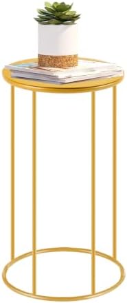 Upgraded 21.6"x9.8" Gold Pedestal Table - Accent Side Table for Living Room in 21.6"x9.8" in Gold